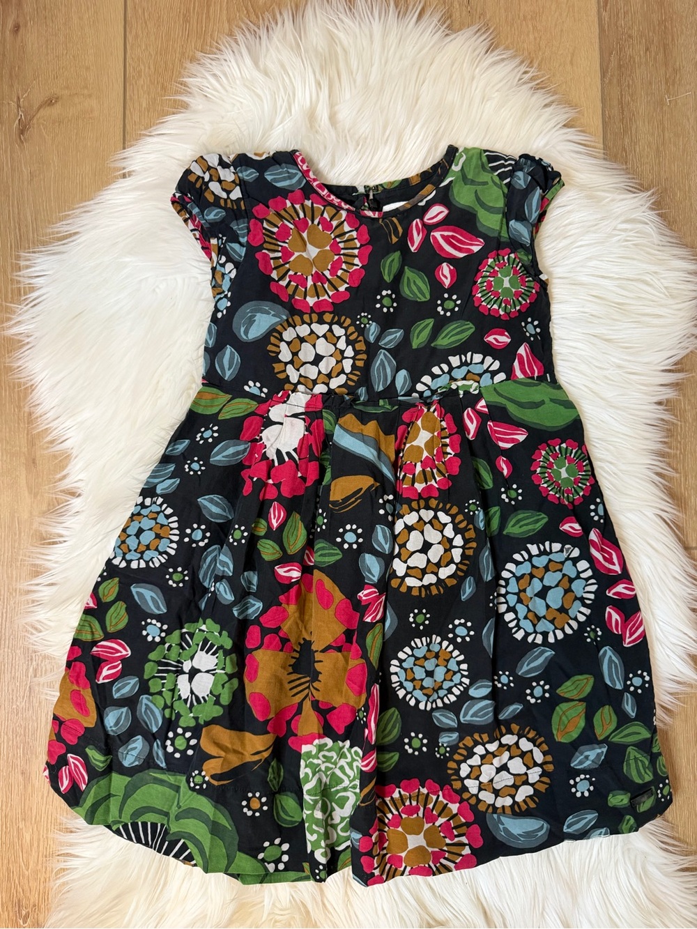 Burberry Children’s Girls Black Floral Cotton Dress Size 7-8Years